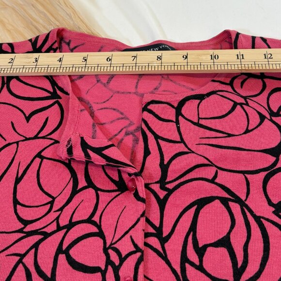 Jones New York Womens Pink/Black Floral Lightweight Button Down Cardigan Size M - Picture 8 of 13